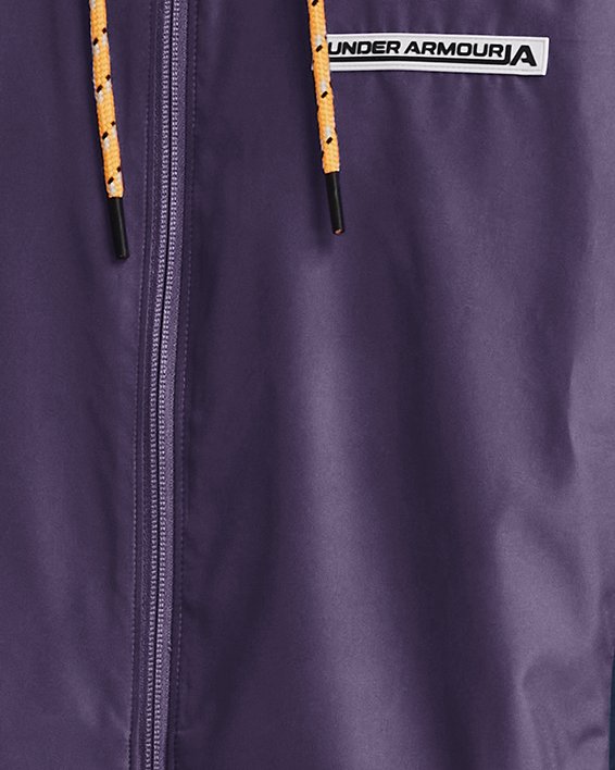 Sweat à capuche et manches courtes entièrement zippé UA Evolution Woven pour homme, Purple, pdpMainDesktop image number 0