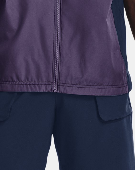 Sweat à capuche et manches courtes entièrement zippé UA Evolution Woven pour homme, Purple, pdpMainDesktop image number 2
