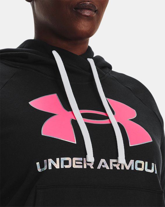 Under Armour Women's UA Rival Fleece Big Logo Foil Outline Hoodie. 4