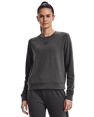 Damestop Under Armour Rival Terry met ronde hals Jet Grijs / Mod Grijs / Zwart M