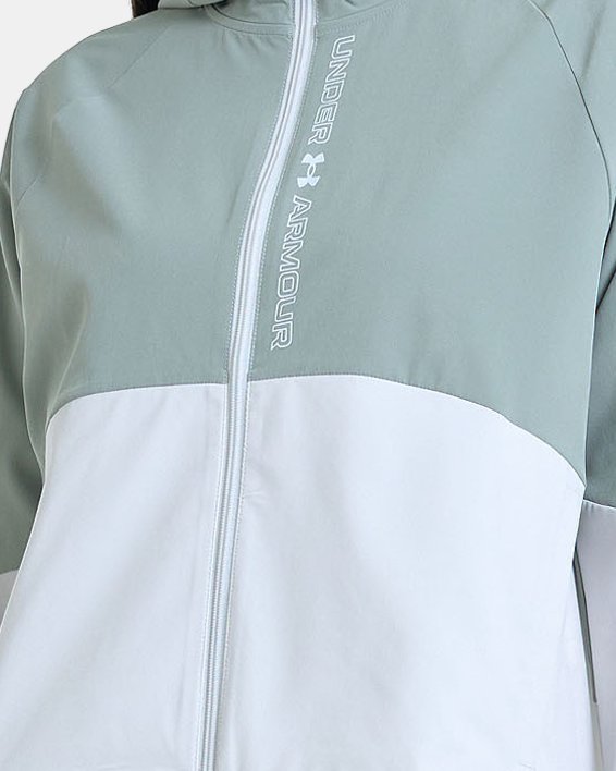 Women's UA Woven Full-Zip Jacket in Green image number 0