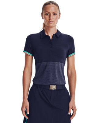 Damen Under Armour Zinger Point Poloshirt, kurzärmlig Midnight Blaue Marine / Neptune / Metallisch Silber S