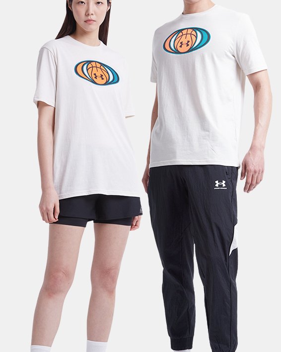 Men's UA Basketball Logo Short Sleeve in Brown image number 0