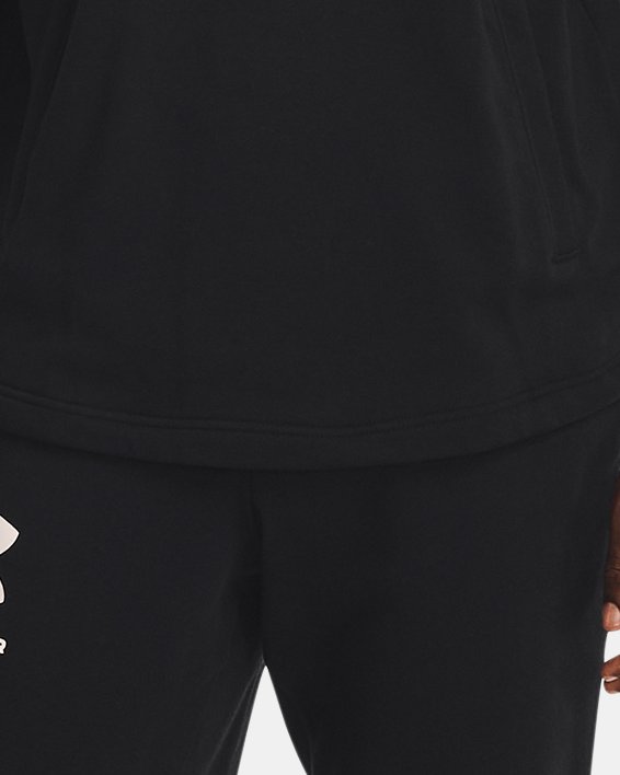 Men's UA Rival Terry Short Sleeve Hoodie in Black image number 2
