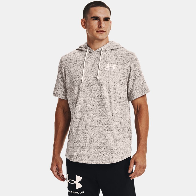 Image of Under Armour Men's Under Armour Rival Terry Short Sleeve Hoodie Onyx White / Onyx White L