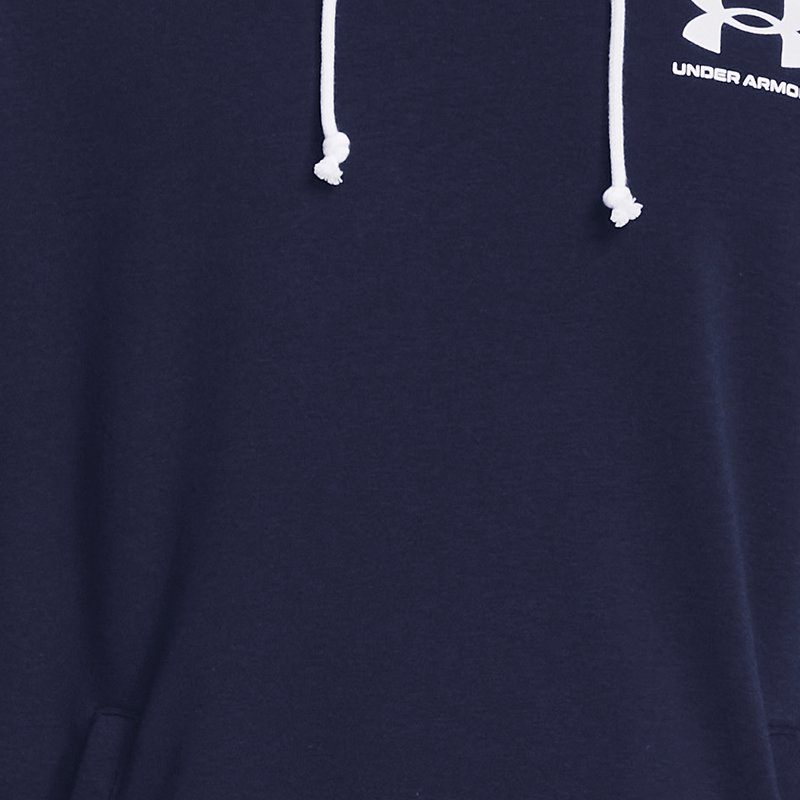 Men's Under Armour Rival Terry Short Sleeve Hoodie Midnight Navy / Onyx White XS