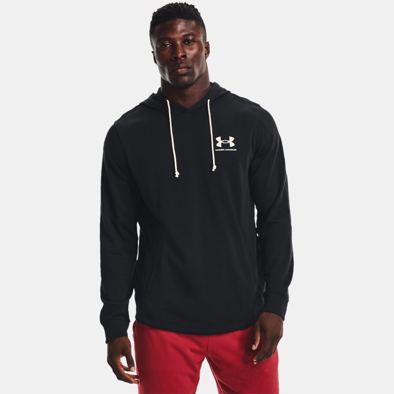 Herenhoodie Under Armour Rival Terry Zwart / Onyx Wit L