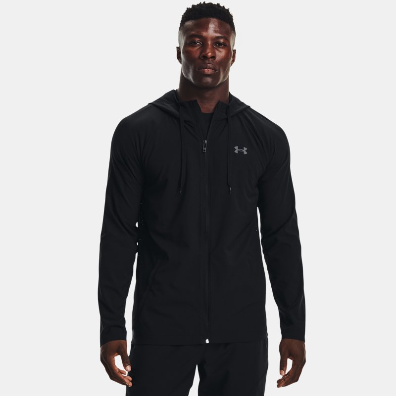 Men's Under Armour Woven Perforated Windbreaker Jacket Black / Pitch Gray L