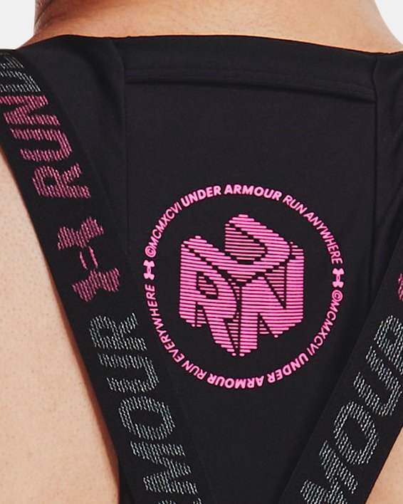 Women's Armour® Mid Crossback Pocket Run Sports Bra, Black, pdpMainDesktop image number 5