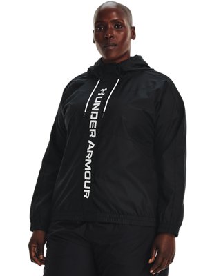 Damen Under Armour RUSH™ Jacke aus Webstoff mit durchgehendem Zip Schwarz / Schwarz / Weiß 1X