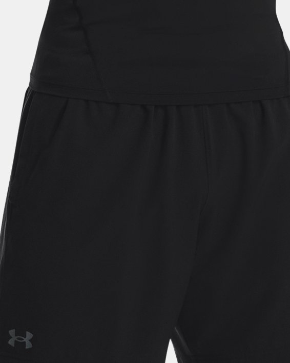 Men's HeatGear® Compression Mock Short Sleeve, Black, pdpMainDesktop image number 2