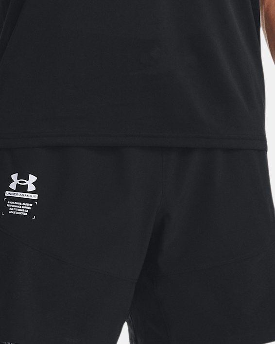 Men's UA ArmourPrint Short Sleeve in Black image number 2