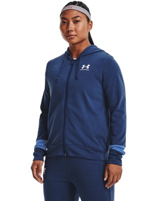 여성 UA 라이벌 테리 컬러블록 풀 집 후디