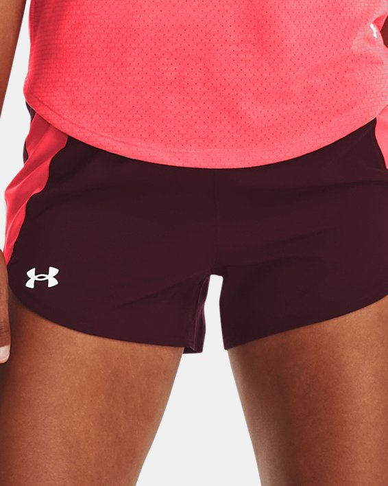 Shorts con cintura alta UA Fly-By Elite para mujer, Maroon, pdpMainDesktop image number 2