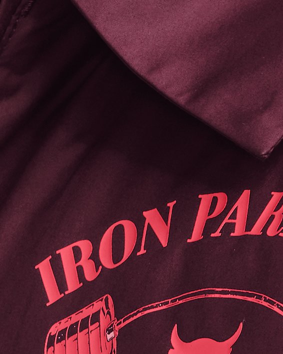 Men's Project Rock Iron Paradise Jacket in Maroon image number 3