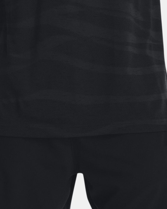 Men's UA Seamless Wave Short Sleeve in Black image number 2