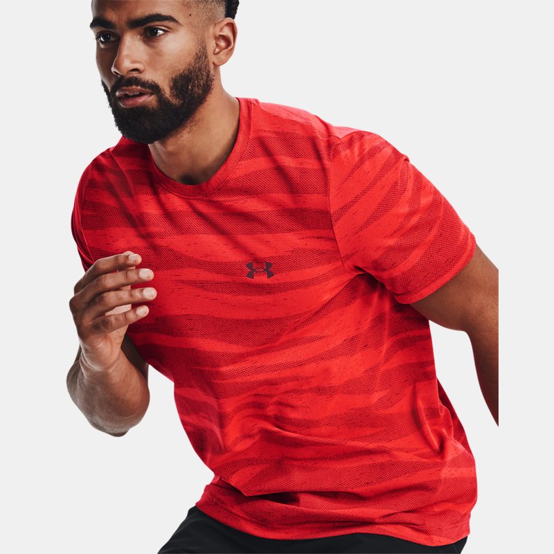 Men's Under Armour Seamless Wave Short Sleeve Bolt Red / Chestnut Red L