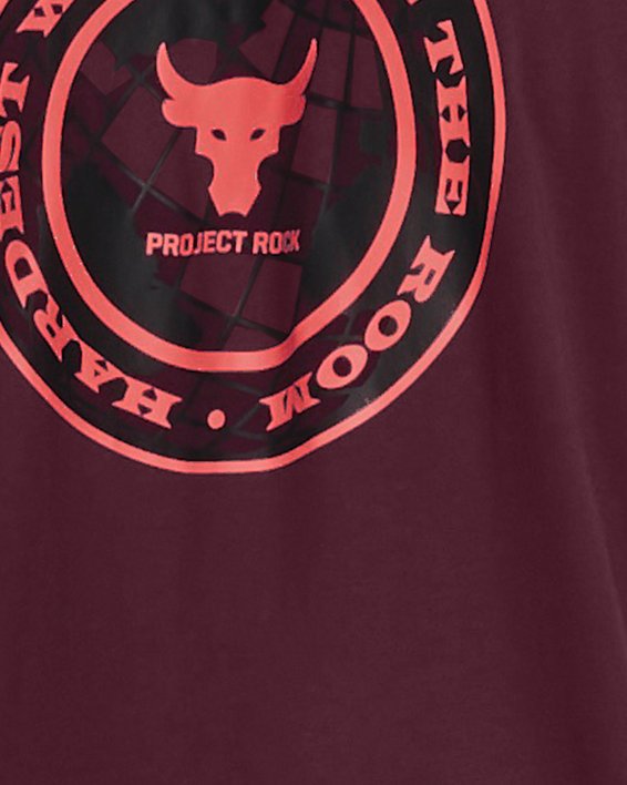 Men's Project Rock Globe Short Sleeve, Maroon, pdpMainDesktop image number 0