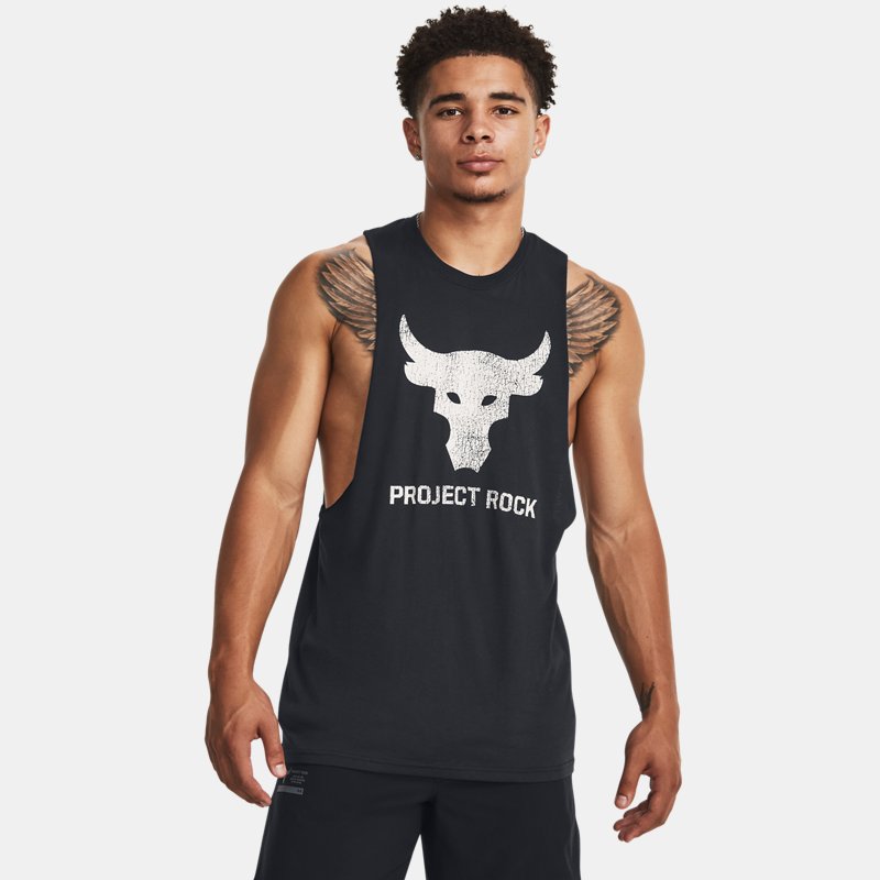 Image of Under Armour Men's Project Rock Brahma Bull Tank Black / White Clay / White Clay L