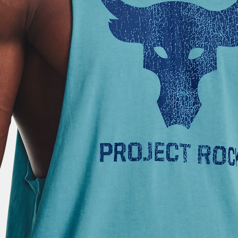 Under Armour Débardeur Project Rock Brahma Bull pour homme Glacier Bleu / Bleu Mirage XL