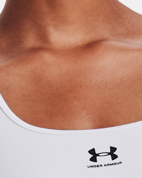 Women's HeatGear® Mid Padless Sports Bra, White, pdpMainDesktop image number 0