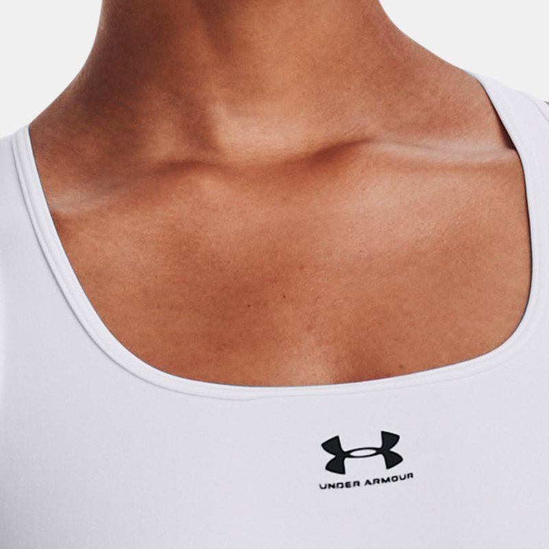 Under Armour Women's HeatGear® Mid Padless Sports Bra White / White / Black XL