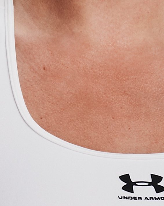 Women's HeatGear® Mid Padless Sports Bra, White, pdpMainDesktop image number 4
