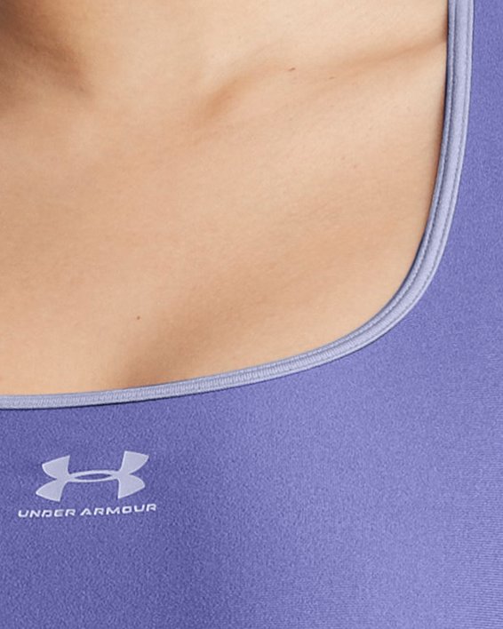 Women's HeatGear® Mid Padless Sports Bra, Purple, pdpMainDesktop image number 2
