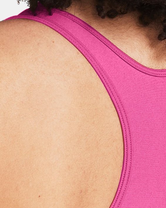 Women's HeatGear® Mid Padless Sports Bra, Pink, pdpMainDesktop image number 5