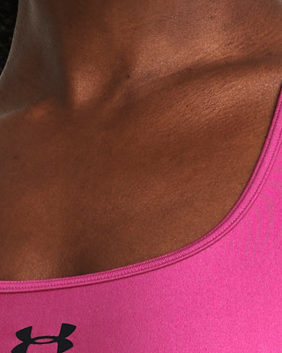 Women's HeatGear® Mid Padless Sports Bra, Pink, pdpMainDesktop image number 0