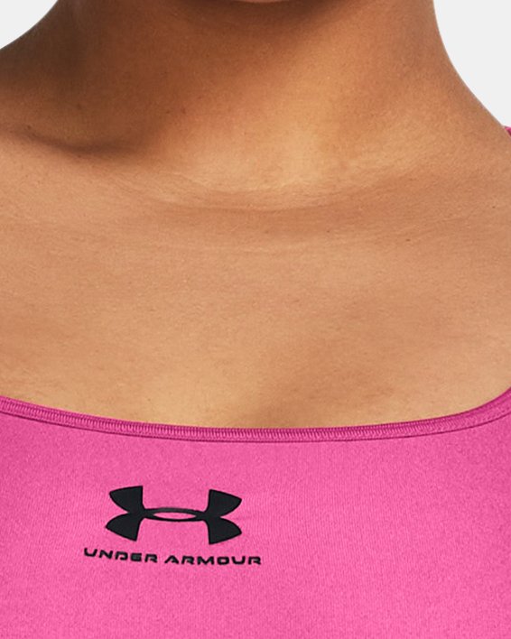 Women's HeatGear® Mid Padless Sports Bra, Pink, pdpMainDesktop image number 3