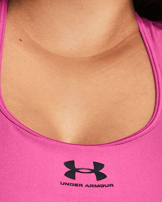 Women's HeatGear® Mid Padless Sports Bra, Pink, pdpMainDesktop image number 4