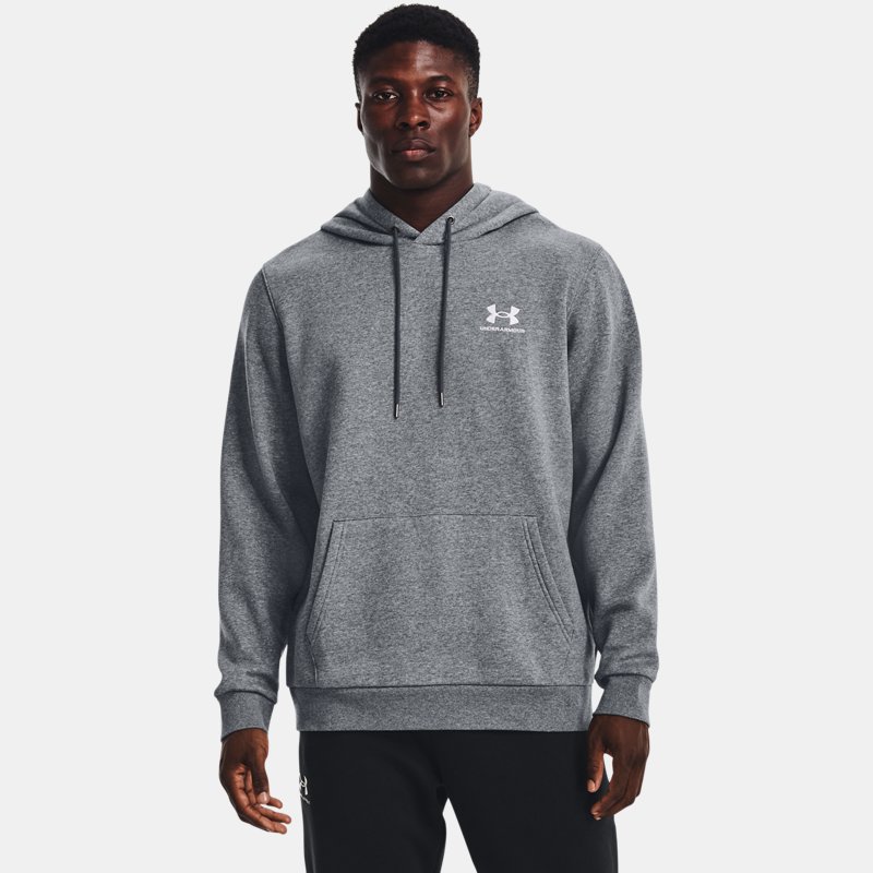 Image of Under Armour Men's Under Armour Icon Fleece Hoodie Pitch Gray Medium Heather / White L