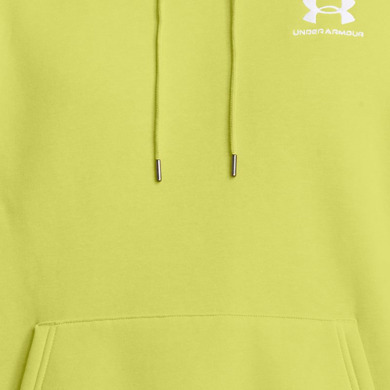 Men's  Under Armour  Essential Fleece Hoodie Lime Yellow / White XXL