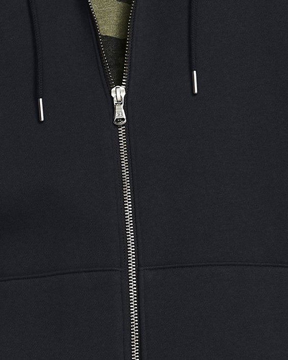 Sudadera con capucha y cremallera completa de tejido Fleece UA Essential para hombre, Black, pdpMainDesktop image number 0