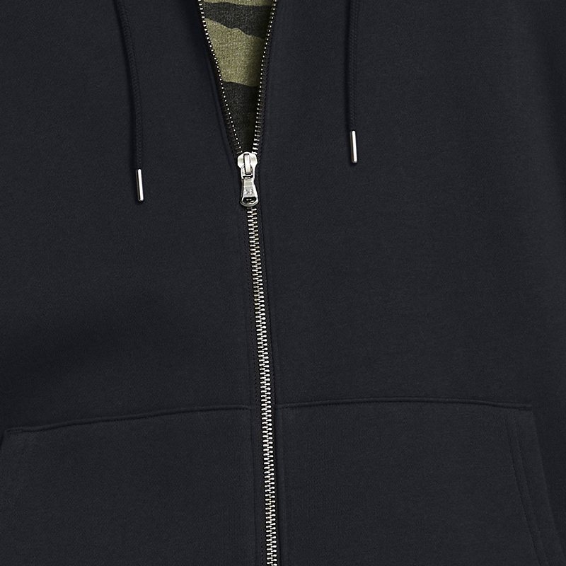 Men's Under Armour Essential Fleece Full-Zip Hoodie Black / White XS