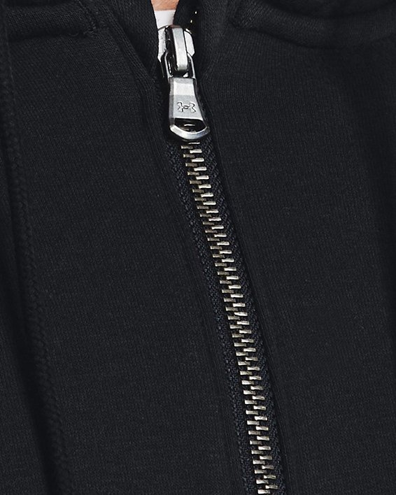 Felpa con cappuccio UA Essential Fleece Full Zip da uomo, Black, pdpMainDesktop image number 3