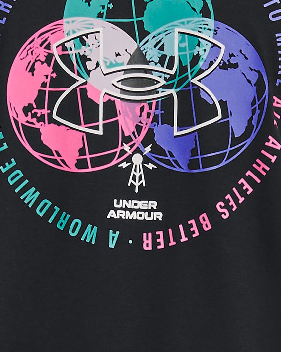 男士UA Tri-Globe短袖T恤 in Black image number 0