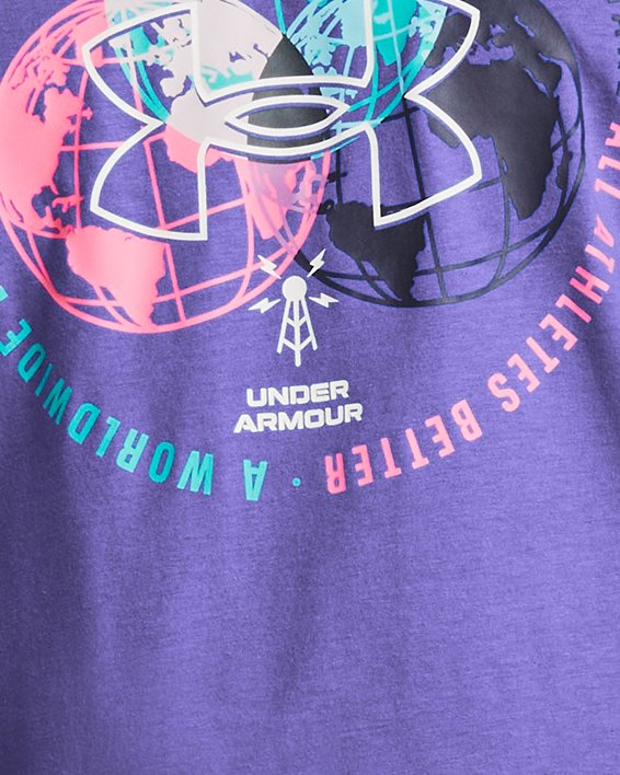男士UA Tri-Globe短袖T恤 in Purple image number 0