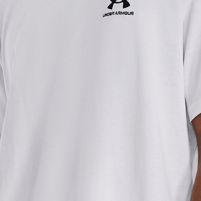 Haut à manches courtes Under Armour Logo Embroidered Heavyweight pour homme Blanc / Noir XXL