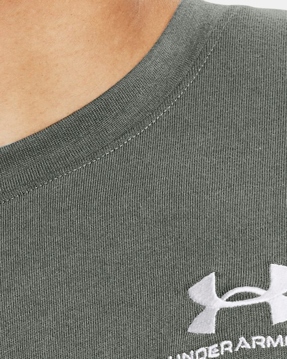 เสื้อแขนสั้น UA Logo Embroidered Heavyweight สำหรับผู้ชาย in Green image number 4
