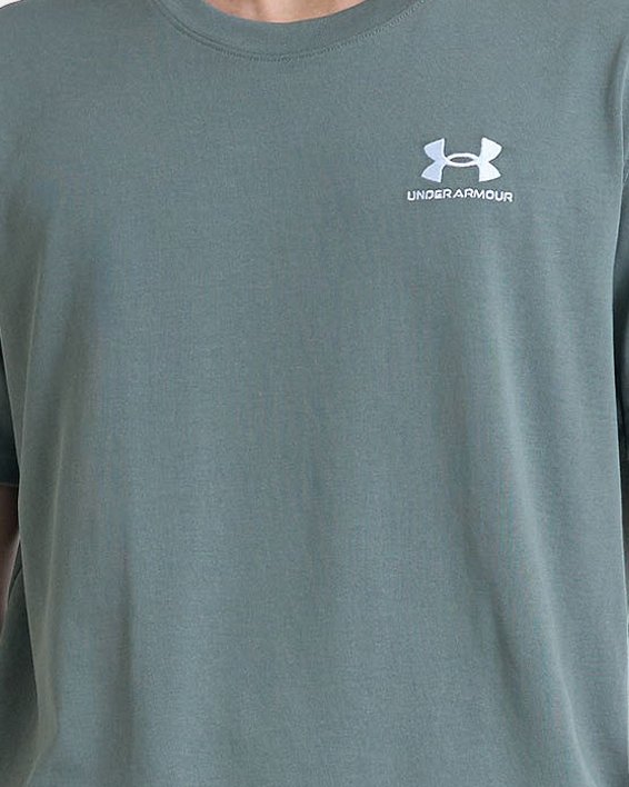 Men's UA Logo Embroidered Heavyweight Short Sleeve in Green image number 0