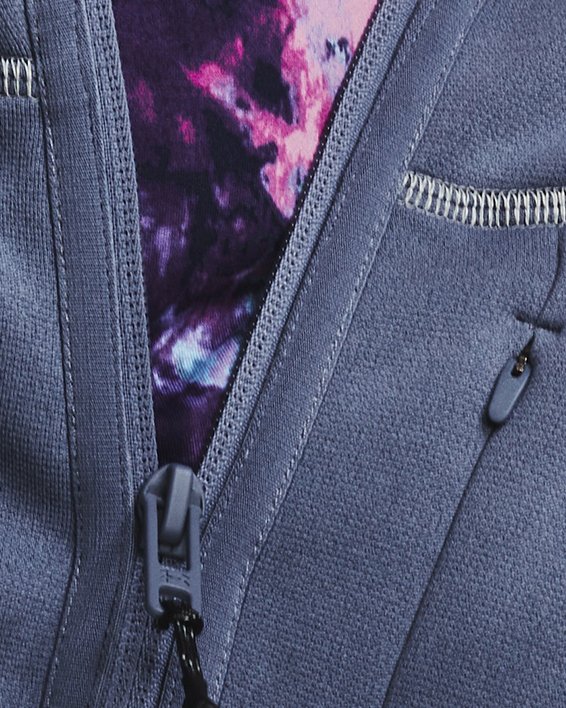 Sudadera con Capucha y Cremallera Completa UA RUSH™ Fleece para Mujer, Purple, pdpMainDesktop image number 6