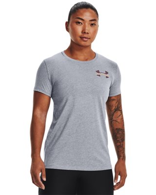 Women's UA Left Chest Logo Short Sleeve, Gray, pdpMainDesktop image number 0