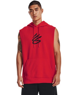 Sudadera con capucha Curry de tejido Fleece sin mangas para hombre, Red, pdpMainDesktop image number 0