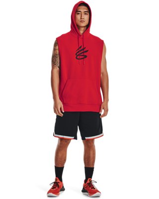 Sudadera con capucha Curry de tejido Fleece sin mangas para hombre, Red, pdpMainDesktop image number 2