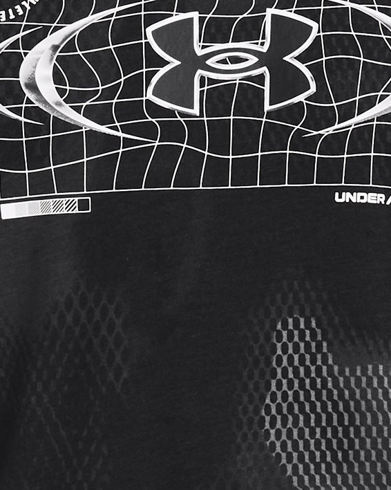男士UA Football All Over Print Metal Logo短袖T恤 in Black image number 4