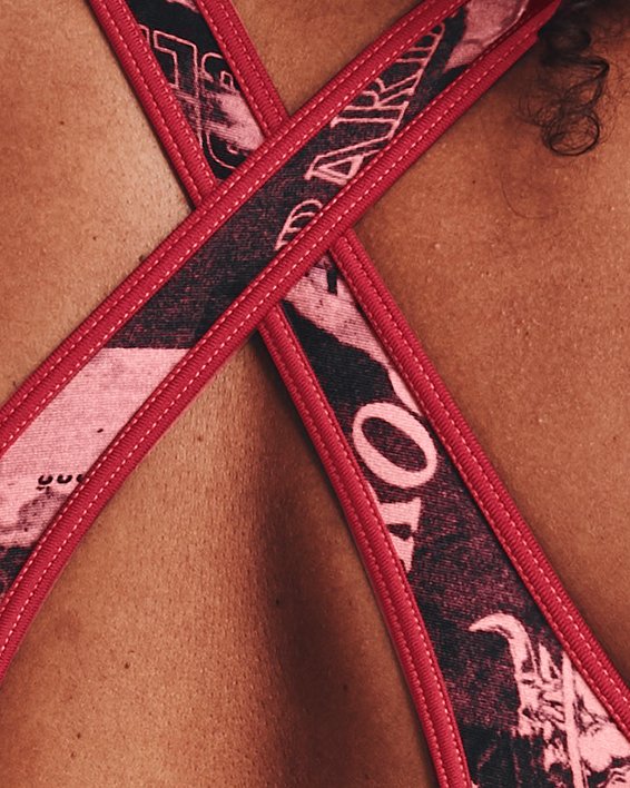 Women's Project Rock Crossback Printed Sports Bra, Pink, pdpMainDesktop image number 6