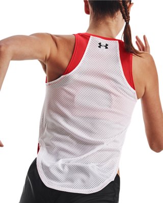 Playera sin mangas UA Mesh para mujer, Red, pdpMainDesktop image number 1