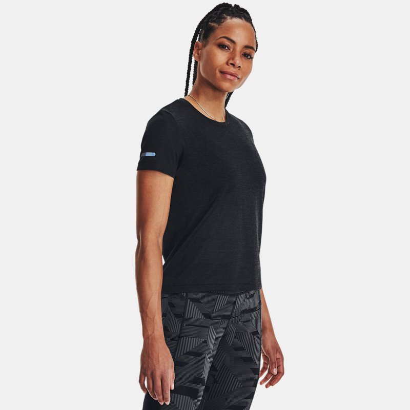 Women's Under Armour Seamless Stride Short Sleeve Black / Black / Reflective XL
